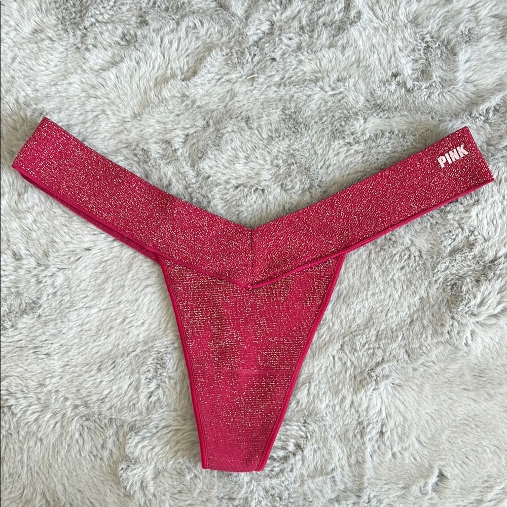 PINK Victoria's Secret Shimmer Thong Panty M
